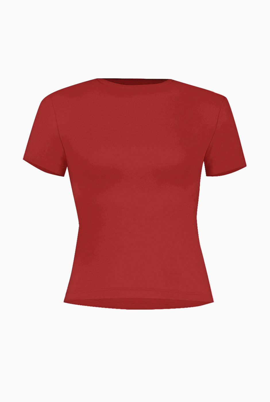 Playera básica color ladrillo con manga corta y cuello redondo