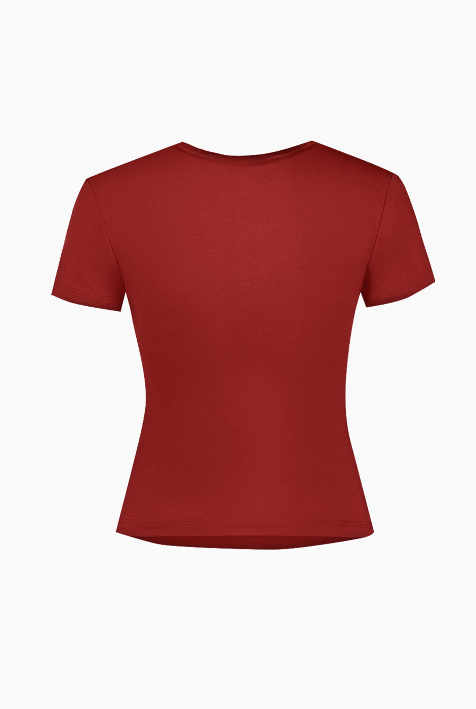 Playera básica color ladrillo con manga corta y cuello redondo