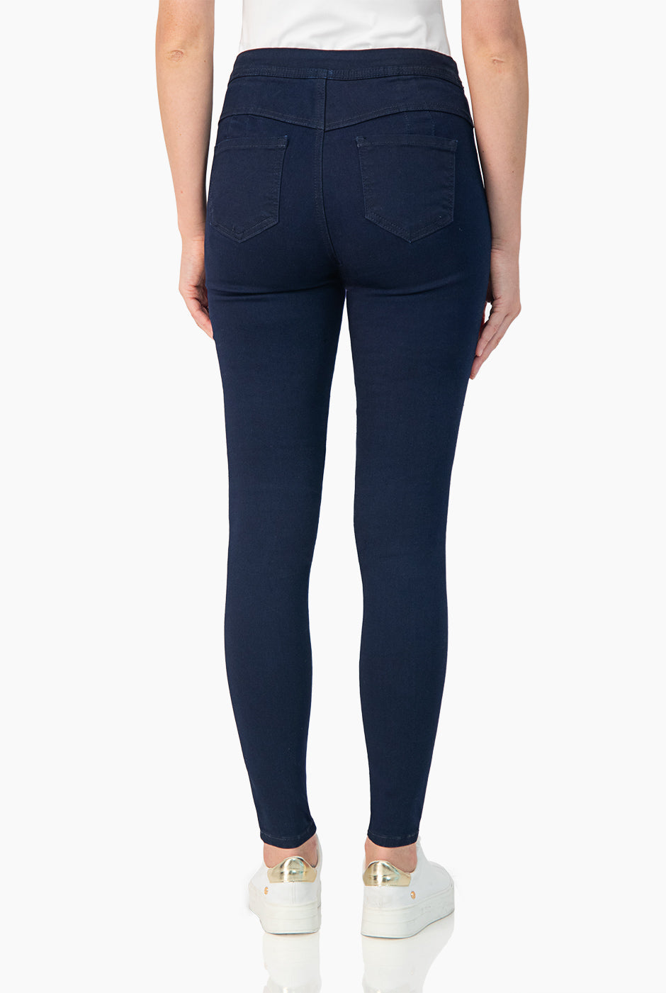 Skinny de cintura asimetrica y bolsas traseras