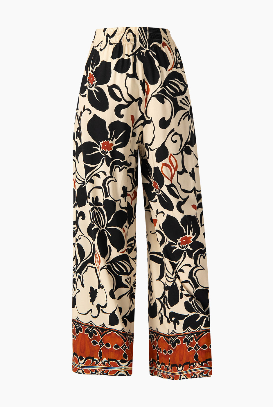 Pantalón estampado floral multicolor con bolsillos y cinta en cintura