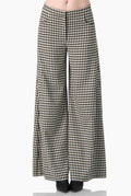 Pantalón estampado negro de pierna ancha con bolsillos