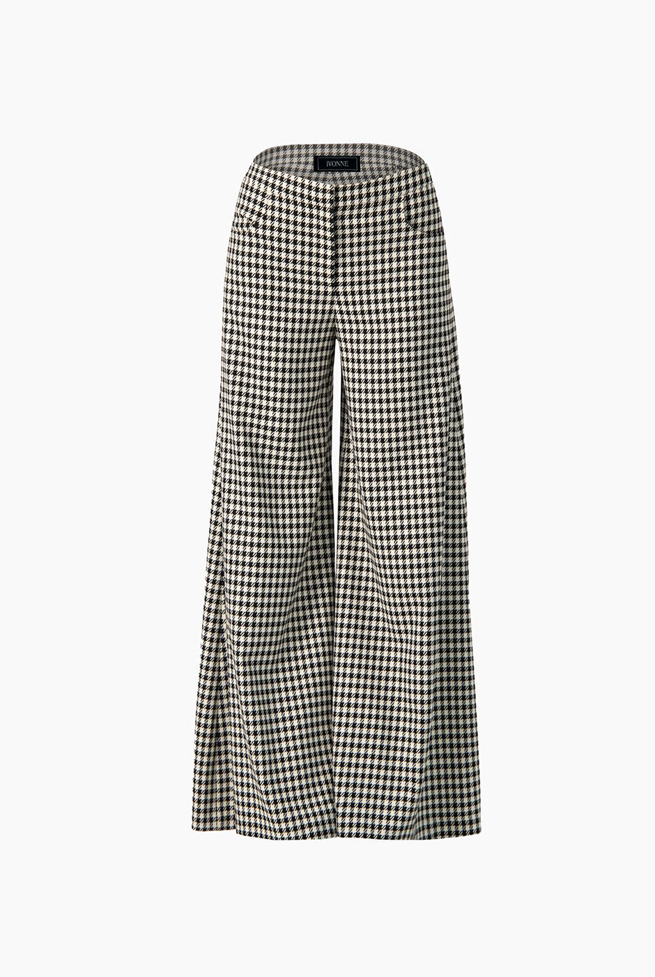 Pantalón estampado negro de pierna ancha con bolsillos
