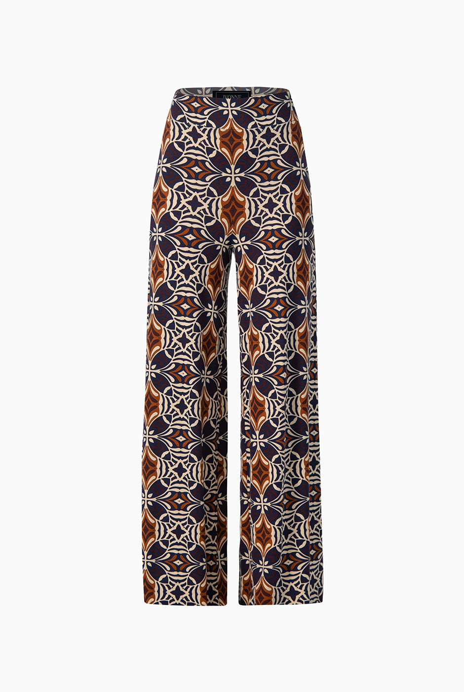Pantalón palazzo multicolor con estampado geométrico