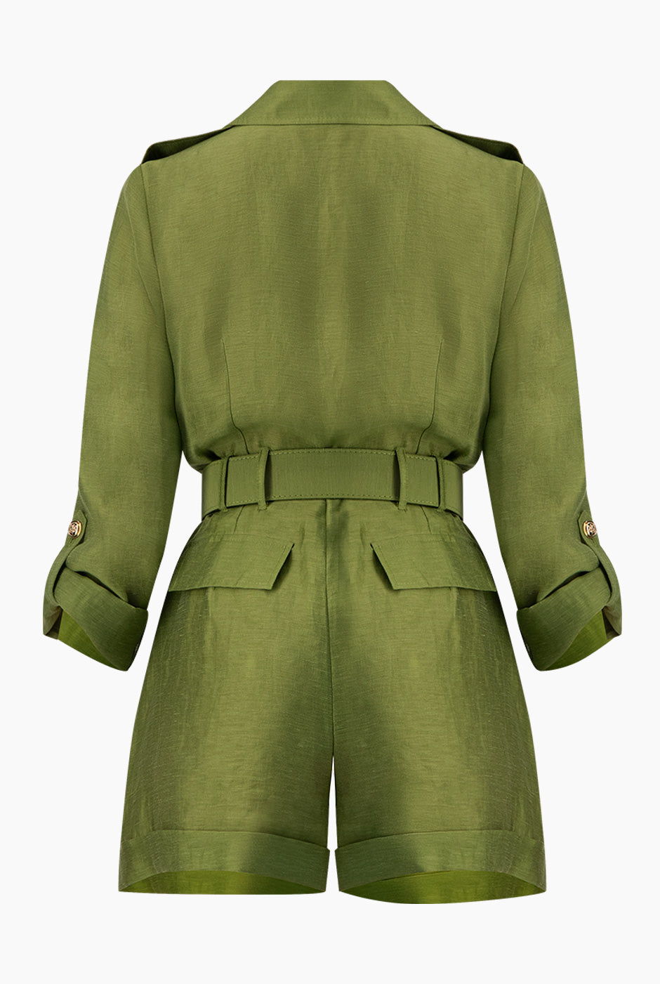 Romper verde con cinturón y bolsillos de Ivonne