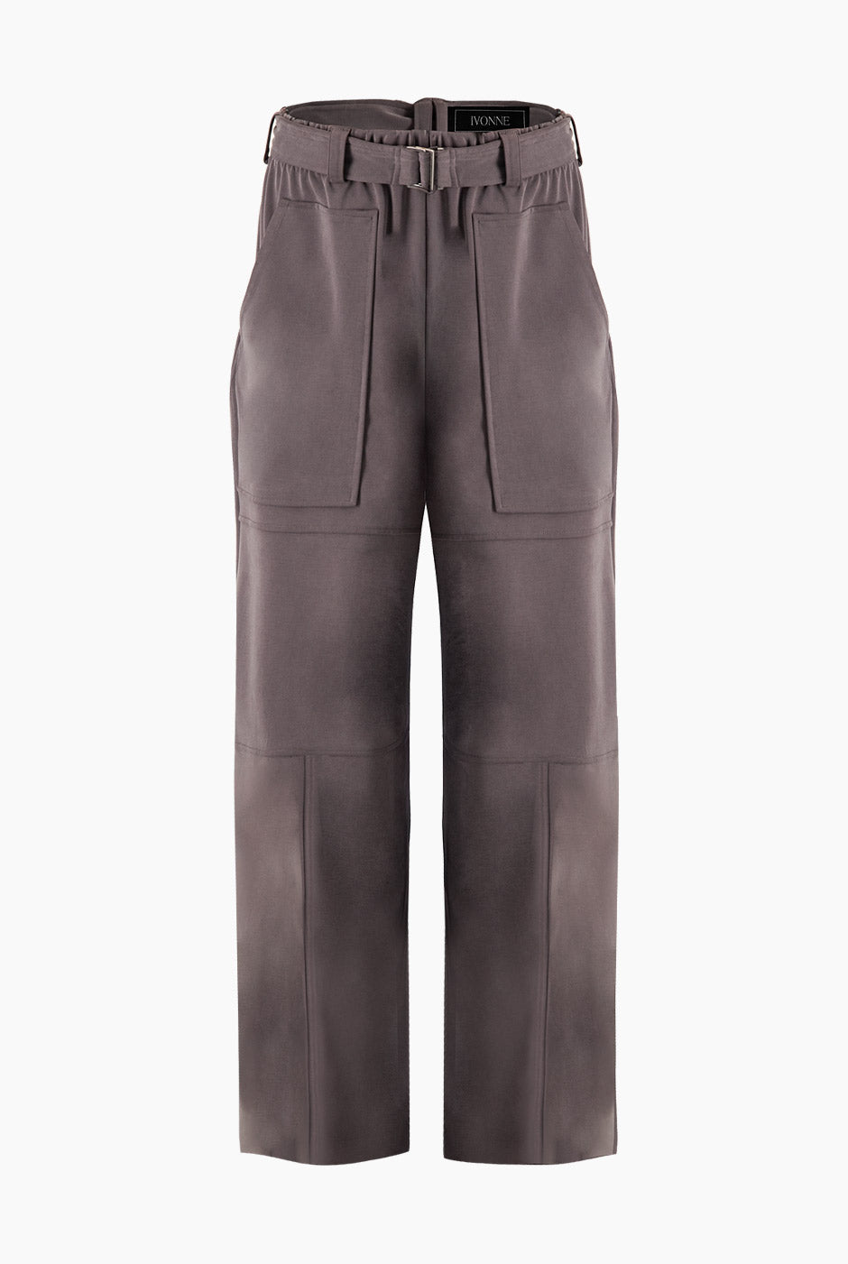 Pantalón Extra Soft gris con bolsillos grandes y cinturón